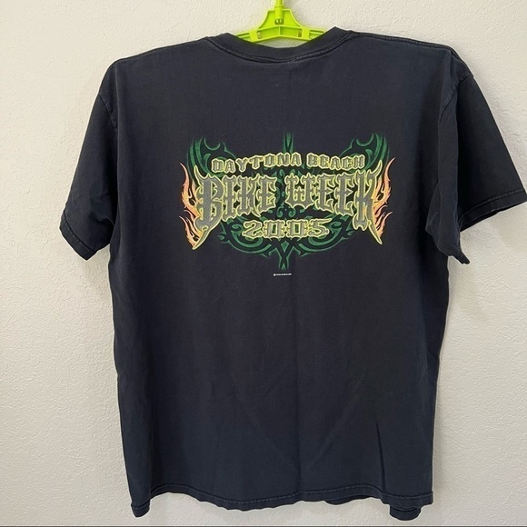 Vintage Daytona Beach Bike Week 2005 Black T Shirt, XL, Skulls Fire Tribal Marks - Picture 6 of 9